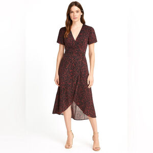 AllSaints Red and Black Wrap Dress